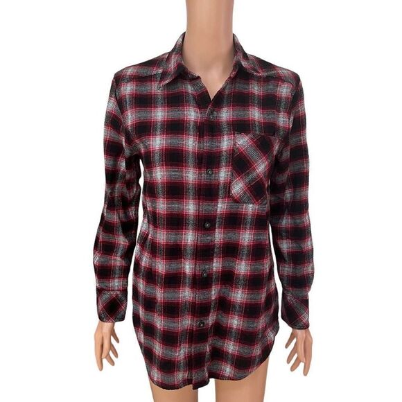 Aritzia Tops - ARITZIA TNA Brisco cotton plaid flannel red black size XS